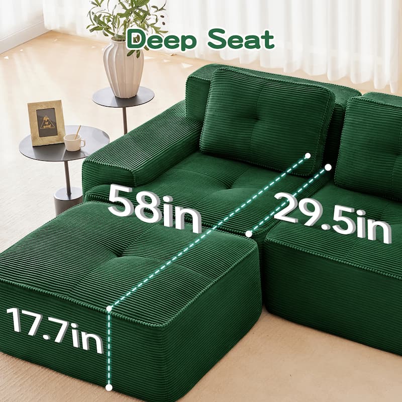 Modern U-Shaped Corduroy Sectional Sofa Couch with Removable Ottoman