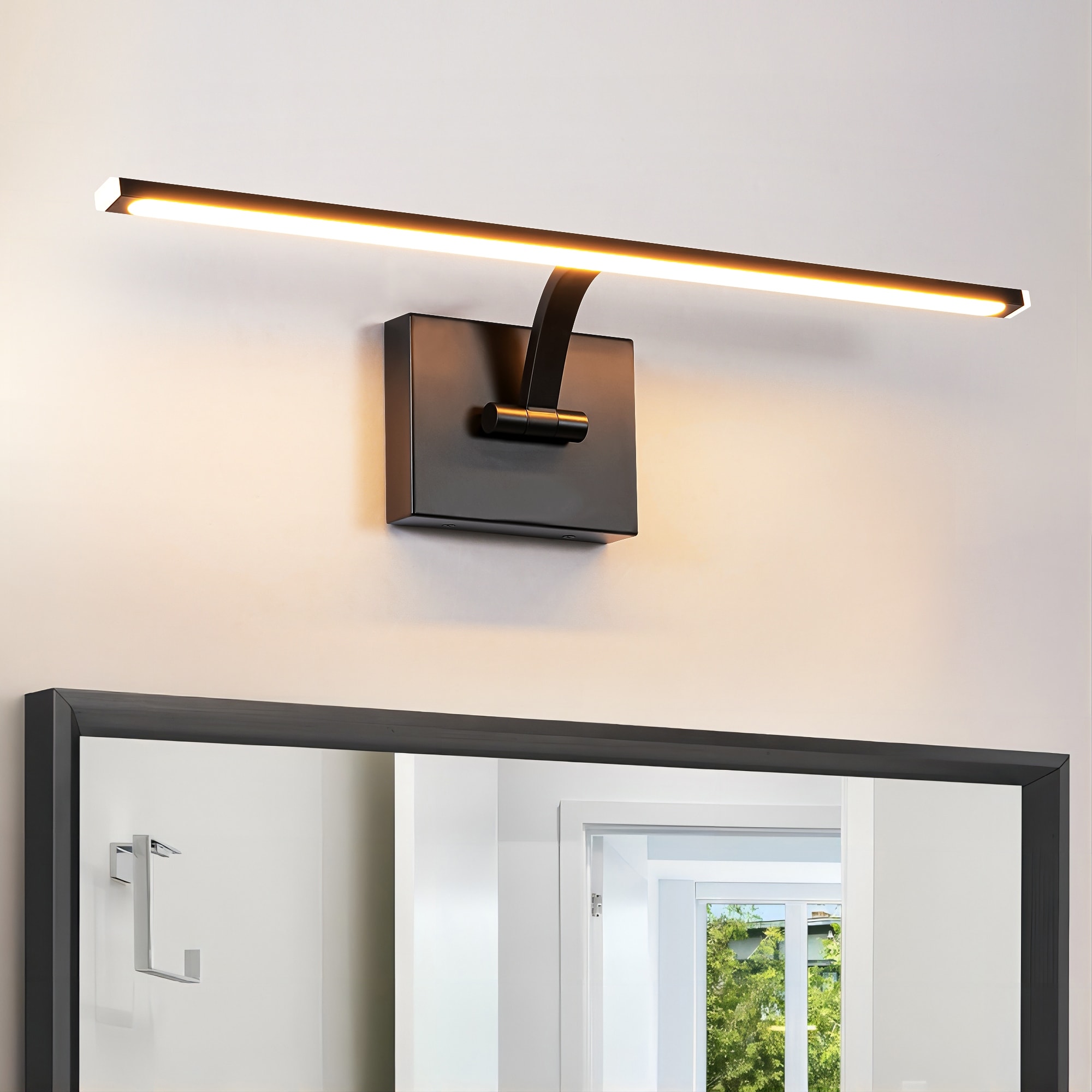 Rennnsan Modern 1-Light Industrial Matte Black Linear Adjustable Integrated Dimmable LED Vanity Light/ Picture Light