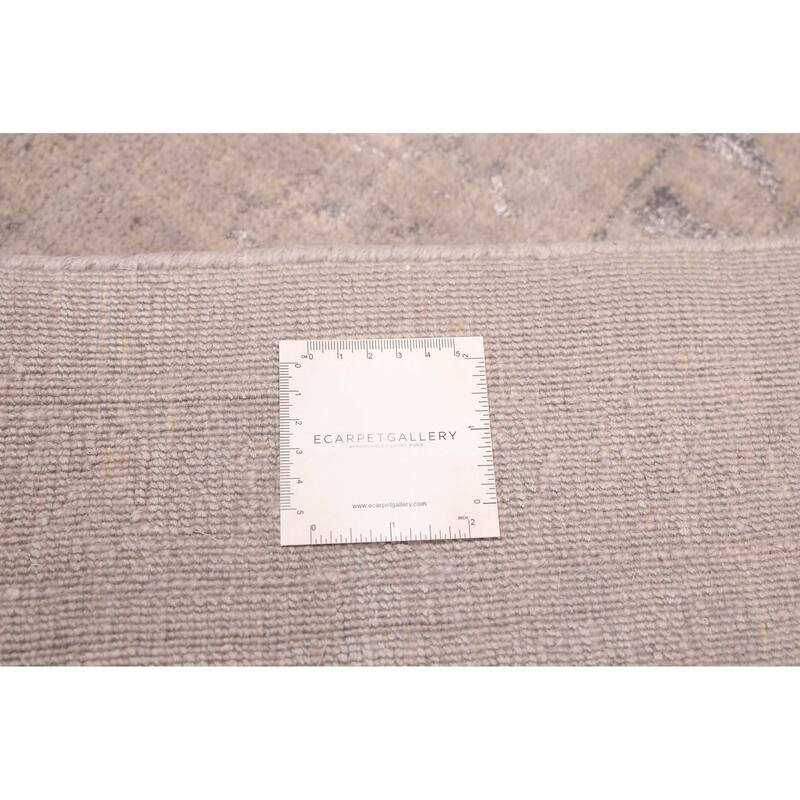 ECARPETGALLERY Hand Loomed Elysian Light Grey Viscose, Wool Rug - 7'11 x 11'1