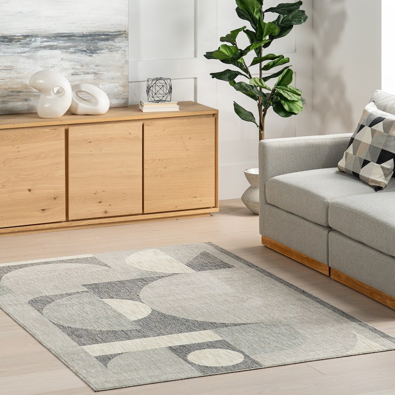 Nuloom Rhona Modern Geometric Recycled Area Rug - 4' x 6' - Dark Grey - Rectangle