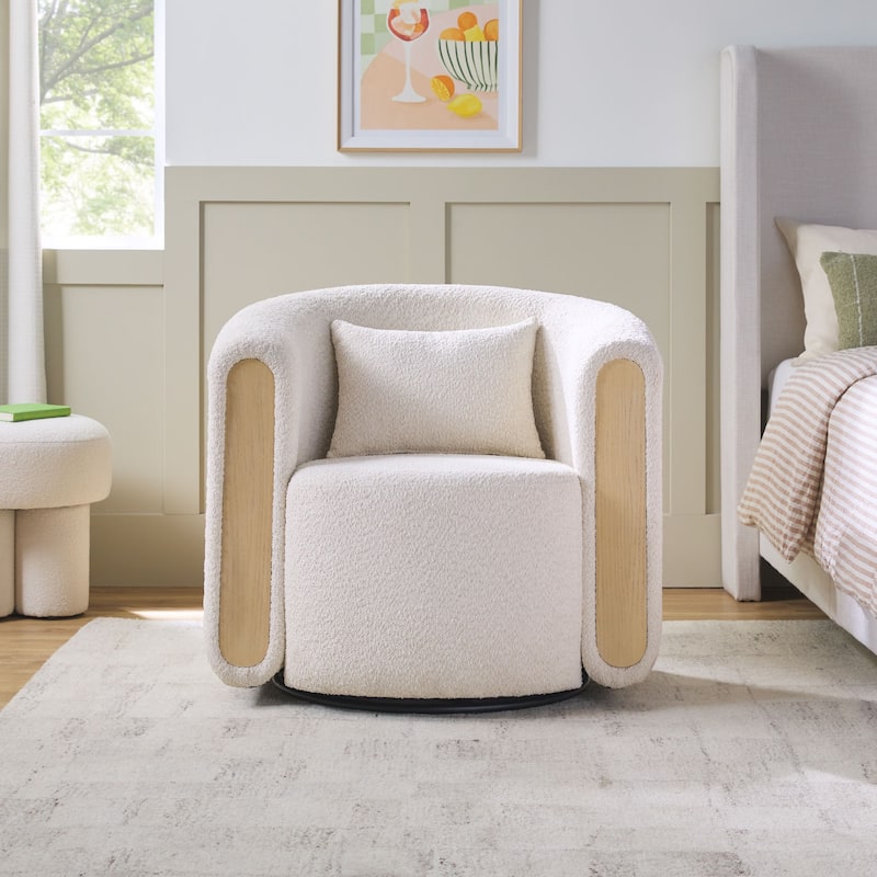 Modern Upholstered Swivel Barrel Accent Chair