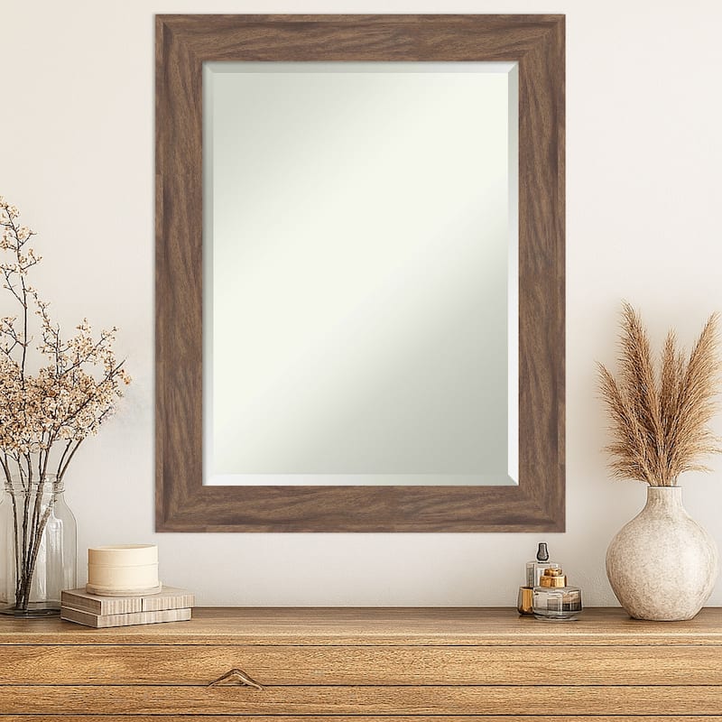 Pia Medium Brown Beveled Framed Wall Mirror - Pia Medium Brown