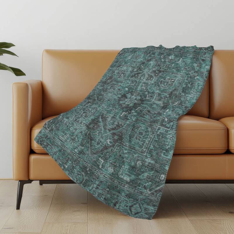 Premium Machine Washable Traditional Persian Sherpa Throw Blanket