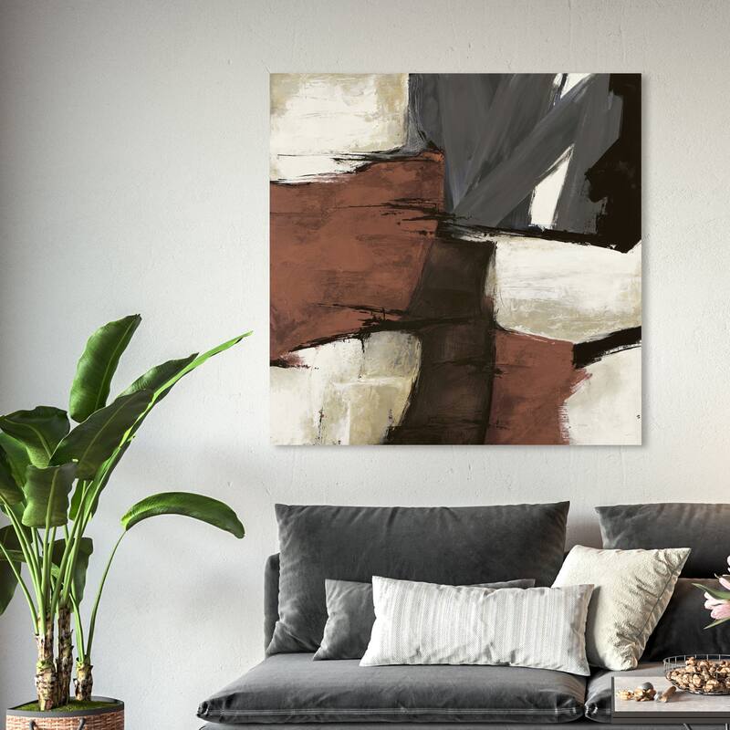 Wynwood Studio Abstract Sai - Rubrum 1SN767 bronze Brown and Cream White Modern & Contemporary Wall Art Canvas Print - 40 x 40