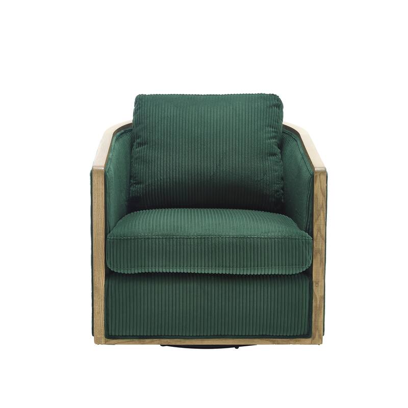Corduroy Barrel Chair, Comfortable Living Room Accent Sofa Chair, 360 Degree Swivel Side Club Chair Leisure Arm Chair
