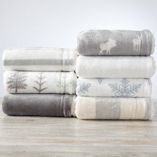 Linery & Co. Velvet Plush Reversible Sherpa Throw Blanket