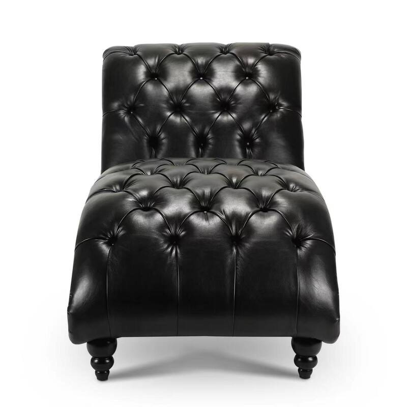Modern 27.17" Upholstered Buttons Tufted Chaise Lounge Chair with Solid Wood Frame and Nailheads