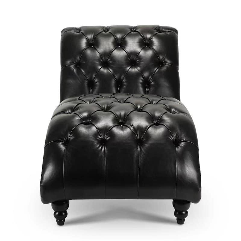 PU Leather Slipper Chair Bubble Nails Chaise Lounge Accent Sofa, Black ...