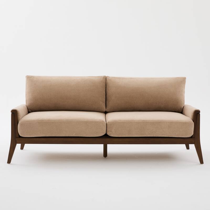 Christopher Knight Home - Mid-Century Modern 3-Seater 74" Upholstered Sofa with Solid Wood Frame