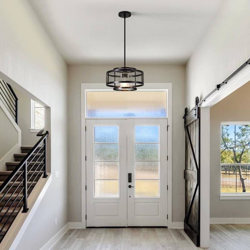 13” Light fixture matte black light kitchen glass, metal pendant light