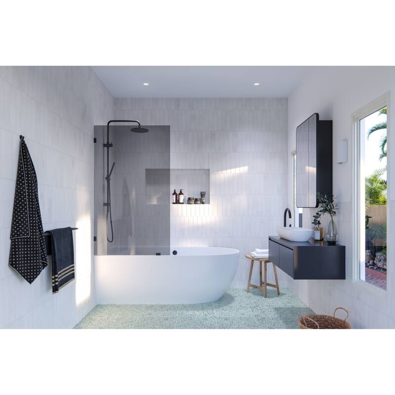 Glass Warehouse GTBF-34 Ursa 58-1/4" High x 34" Wide Shower Screen - Matte Black
