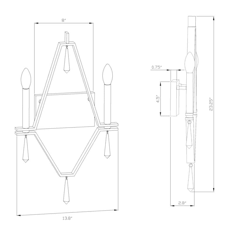 Forte Lighting 5143-02 Robin 2 Light Wall Sconce