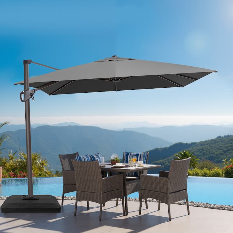 VredHom Patio Outdoor 9 x 11 FT Cantilever-Offset Umbrella with Premium Weight Base