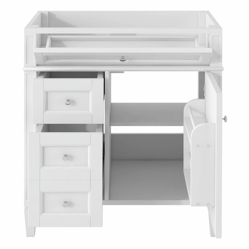 30'' Modern Bathroom Vanity with Top Sink, 2 Drawers and Tip-out Drawer