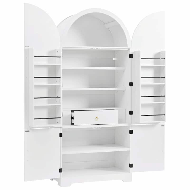 72" Tall Arched Kitchen Pantry Cabinet