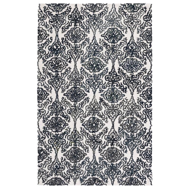 SAFAVIEH Handmade Blossom Mahalia Modern Floral Wool Rug - 4' x 6' - Ivory/Black