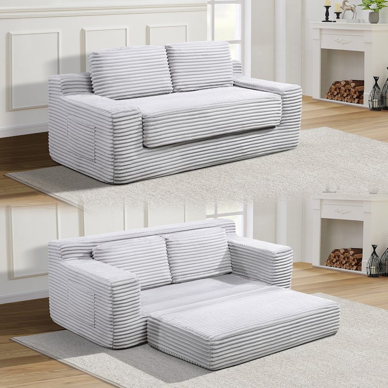 GDFStudio - Corduroy 2-Seater 71" Cloud Double Convertible Sofa Bed