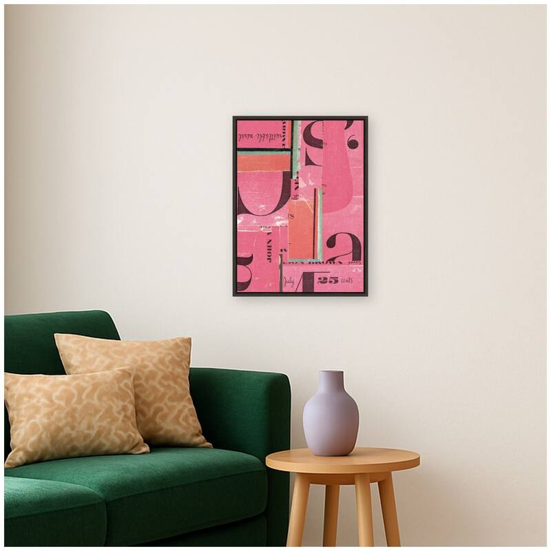 Kate and Laurel Typography Pink FC by Felicia Dadak Framed Canvas Wall Art Print