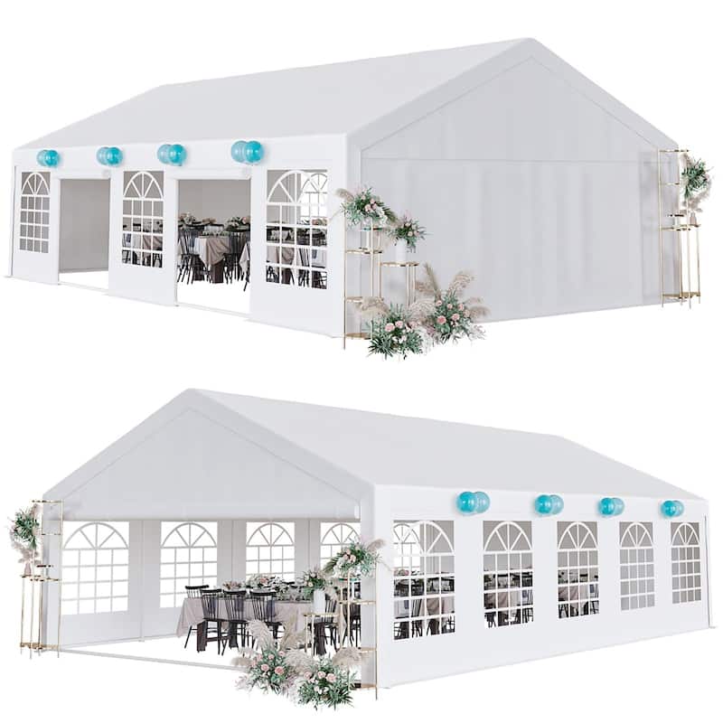 Outdoor Wedding Canopy Tents for Parties with Removable Sidewalls & 3 Storage Bags, Waterproof Gazebo Shelter - 20*32 Ft
