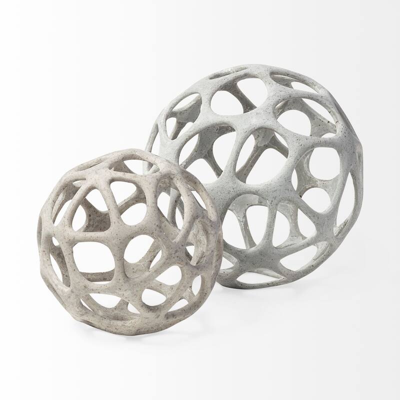 HomeRoots Light Gray Metal Hollow Orb Sculpture