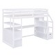 preview thumbnail 9 of 30, White Twin Size Loft Bed with Built-in Desk, Storage Staircase, and Shelves