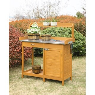 Wood Cabinet Deluxe Potting Bench