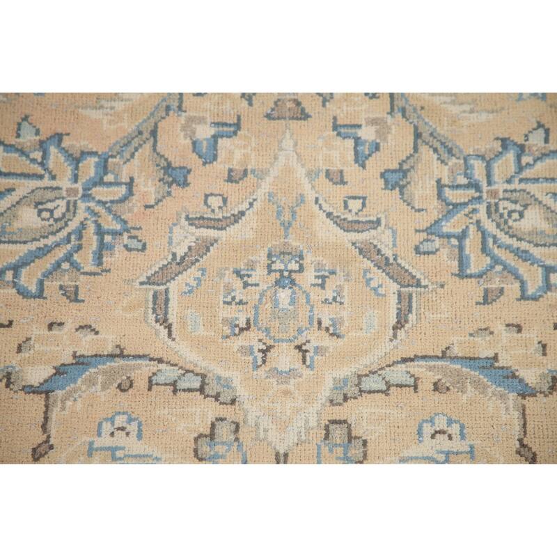 Hand Knotted Oriental 100% Wool Carpet Traditional Floral Peach Mashad Area Rug - 13' 1'' X 9' 11''