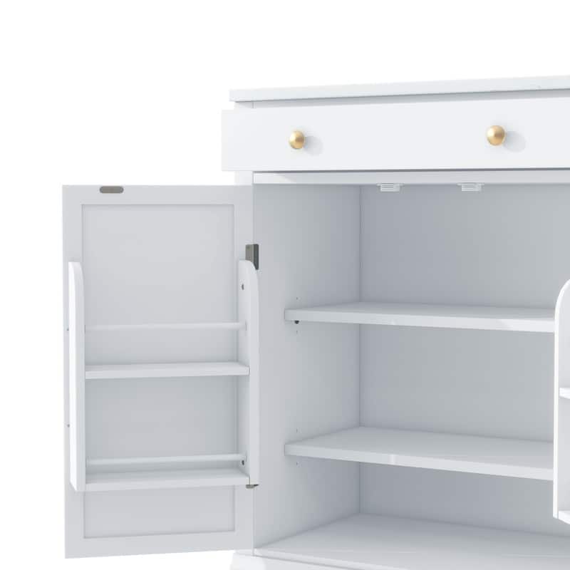 Modern Freestanding Kitchen Pantry,Buffet Food Storage, Coffee Bar Cabinet with Drawer, 2 Adjustable Shelves,2 Door Shelves