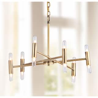 SAFAVIEH Lighting Gale Adjustable 12-light LED Gold Chandelier - 22" x 22" x 17-89"