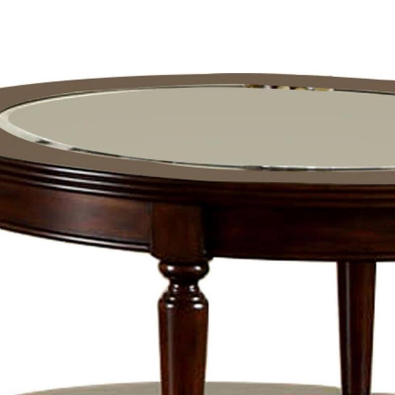 Coffee Table Open Bottom Shelf Beveled Glass Top