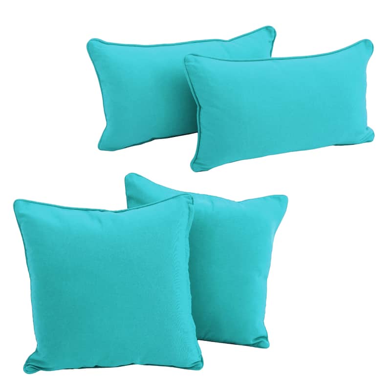 Delaney Twill 4-Piece Lumbar/Throw Pillow Set - Aqua Blue