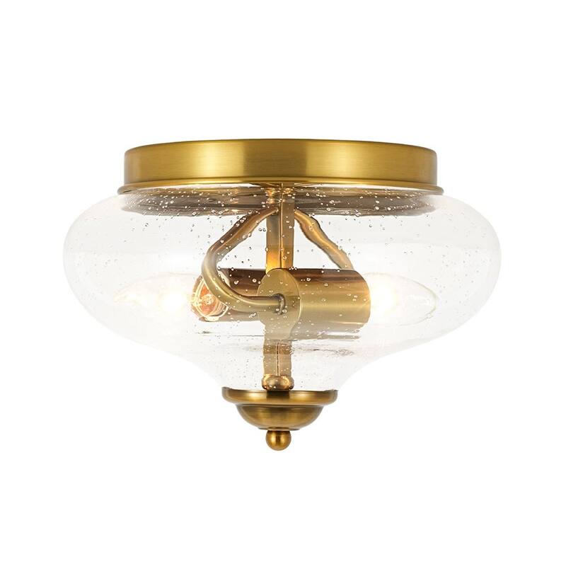 Modern Farmhouse Clear Seeded Glass Round Flush Mount 9.8in