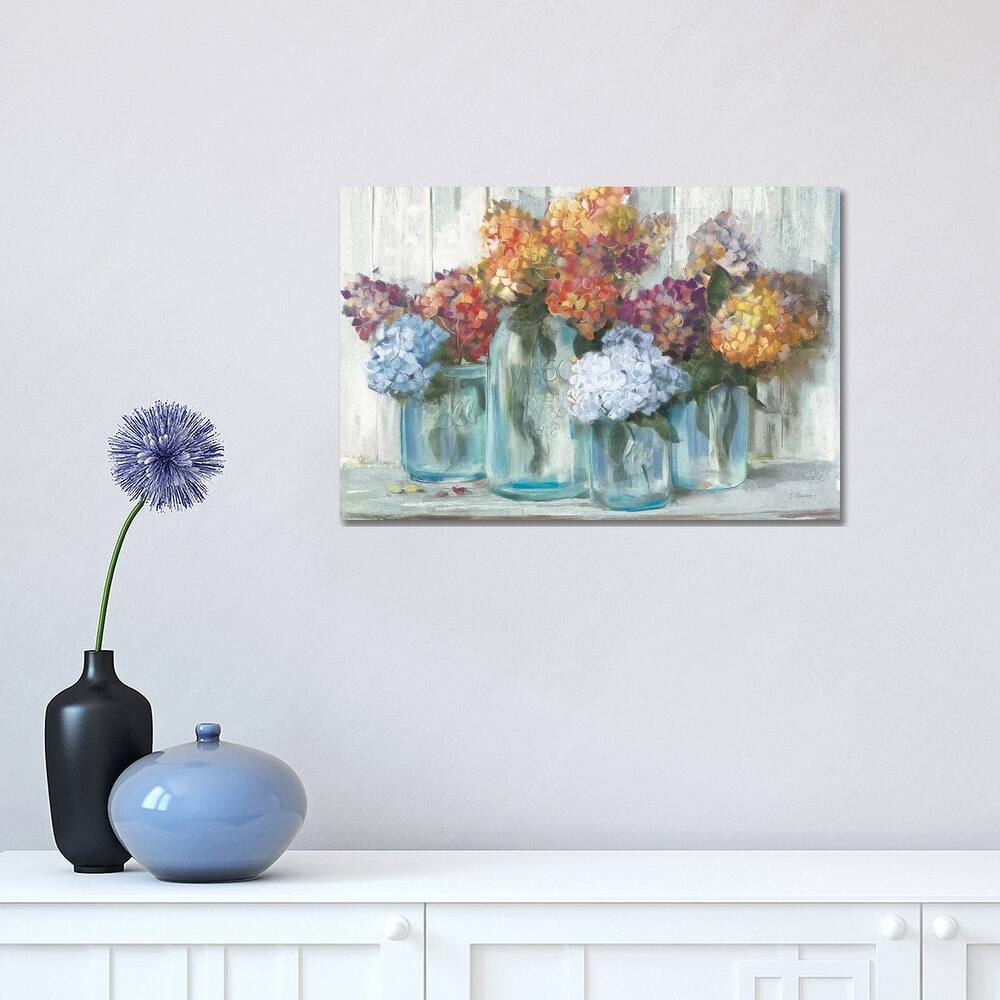 iCanvas "Fall Hydrangeas In Glass Jar Crop" by Carol Rowan Canvas Print