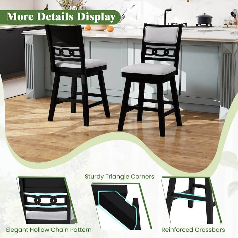 Costway 25" Swivel Counter Height Chairs Set of 2/4 with Upholstered - See Details