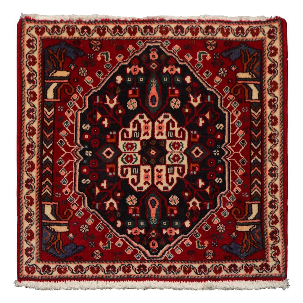 2'3''x2'3'' Square Hand Knotted Wool Red Abadeh Traditional Area Rug - 2' 3'' x 2' 3''-Square