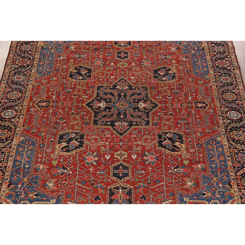 Vegetable Dye Heriz Serapi Persian Large Rug Handmade Wool Carpet - 11'2" x 14'5"
