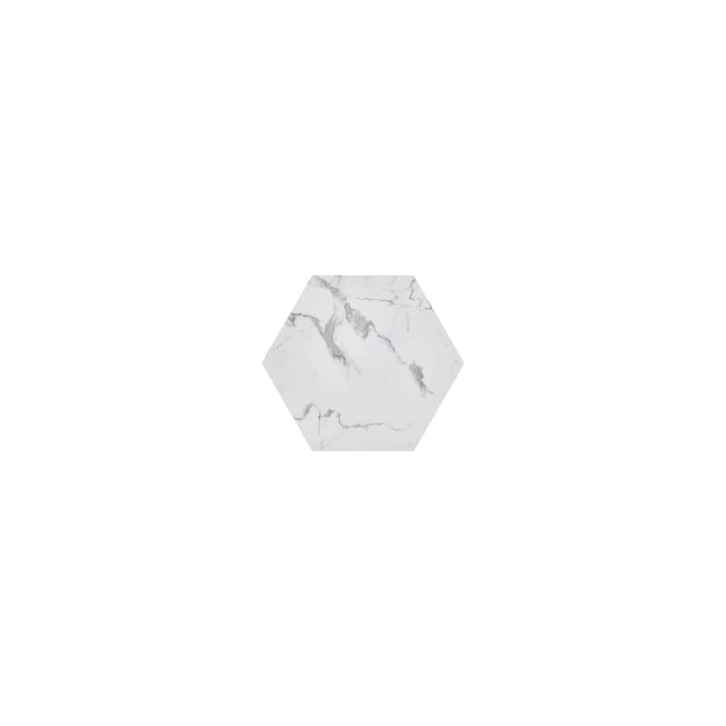 HomeRoots 35" White And Gold Faux Marble Hexagon Drum Coffee Table - 35' X '15.7' X '30.3