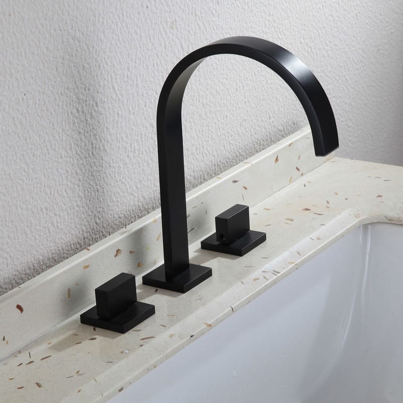 High Arc Bathroom Faucet 3 Holes 2 Handles Bathroom Sink Faucet