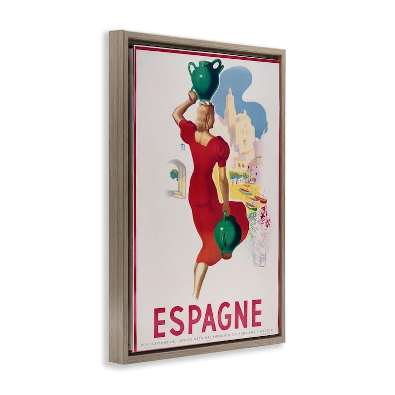 Stupell Vintage Spain Travel Advertisement Framed Floater Canvas Wall Art Design By Marcus Jules