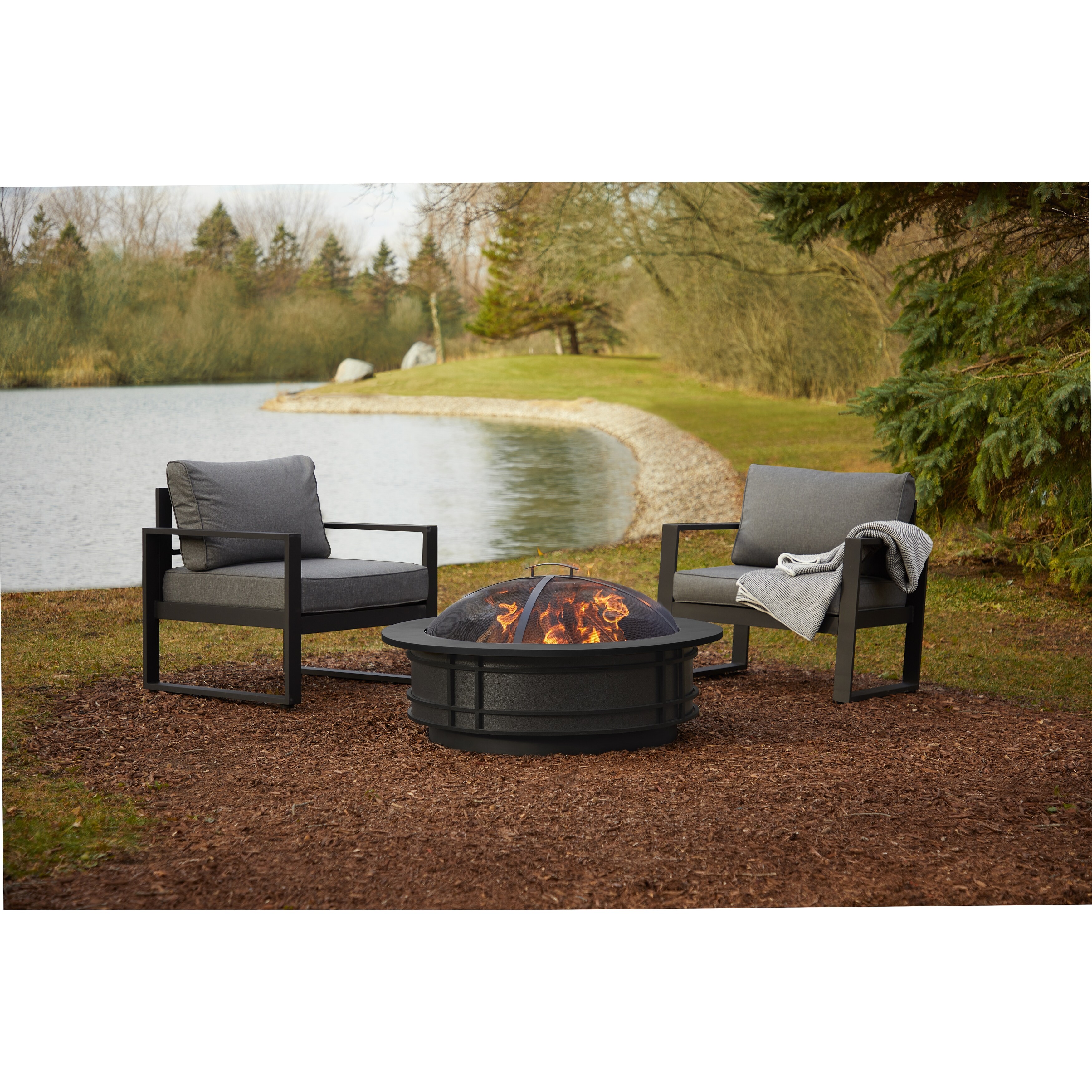 Real Flame Leonard Wood burning Fire Pit in Gray