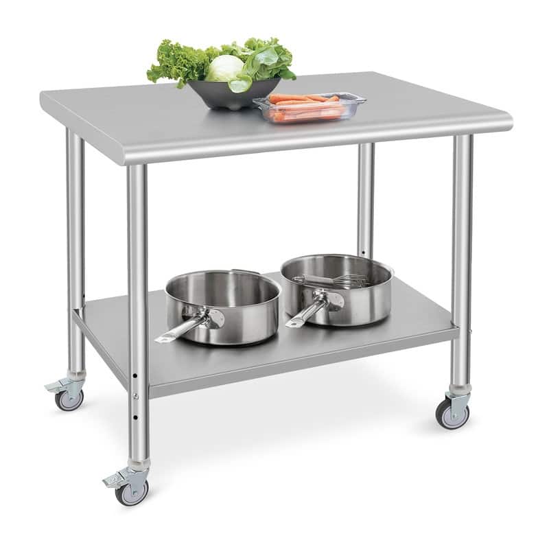 Stainless Steel Prep Table with Wheels and Undershelf