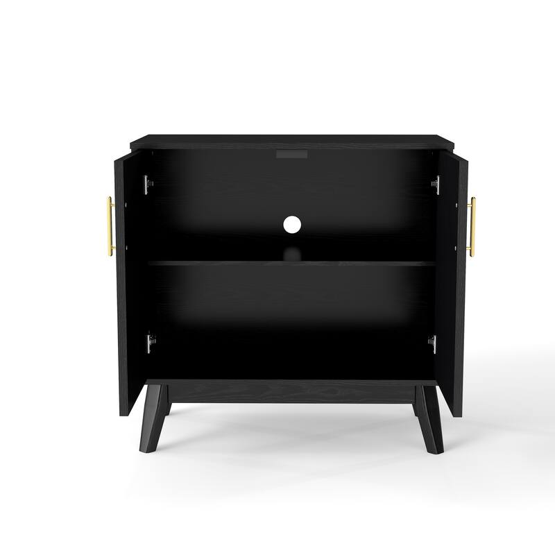 Mid Century Modern Fluted Sideboard Cabinet with Adjustable Shelves & Solid Wood Legs, Buffet Cabinet with Storage, Waln