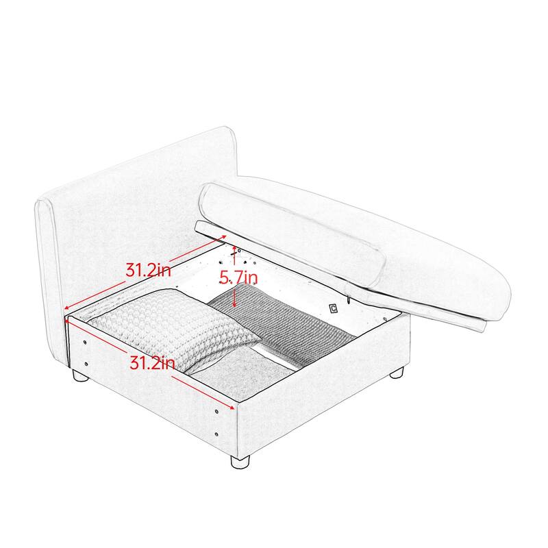 Modern 6-Piece U-Shaped Modular Sofa with Storage & 2 Storage Ottoman