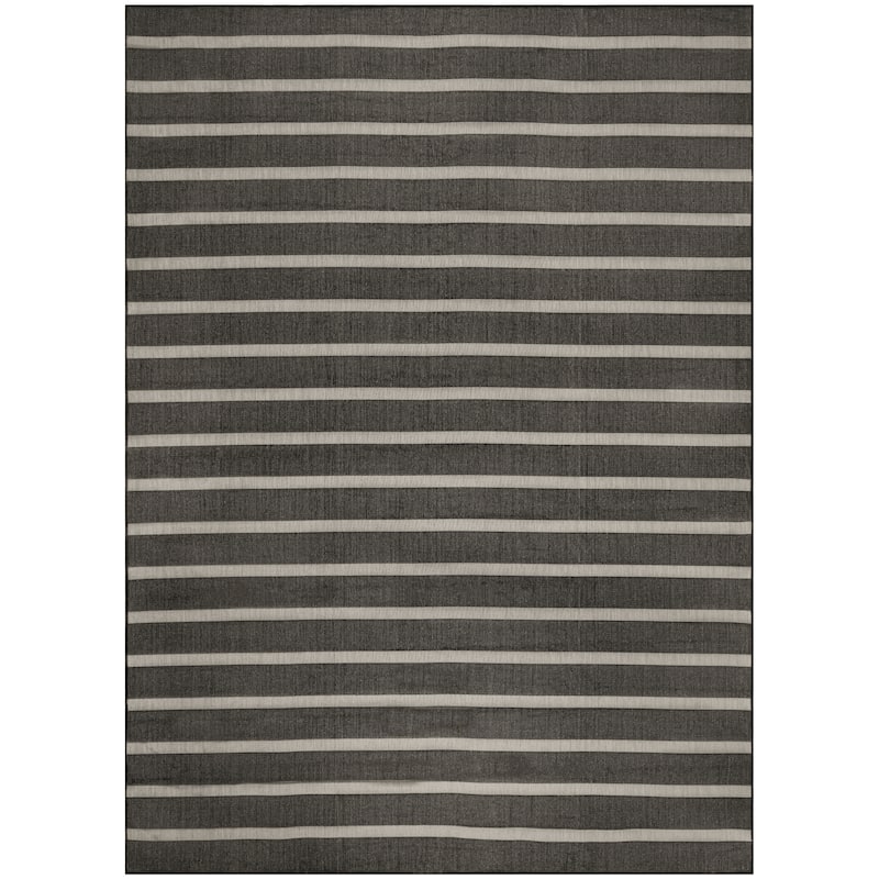 Nourison Positano Indoor/Outdoor Striped Area Rug. - 8' x 10' - Black/Ivory
