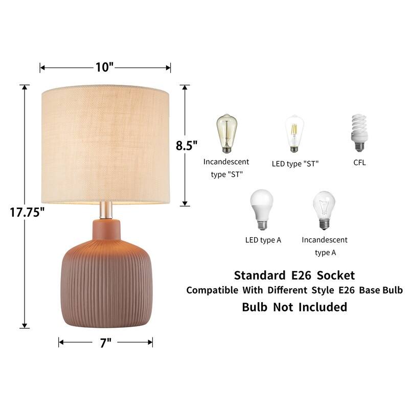 KAWOTI Fluted Ceramic Table Lamp (H18.25" x W10" x D10")