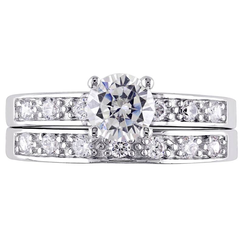 Miadora Sterling Silver White Cubic Zirconia Bridal Ring Set