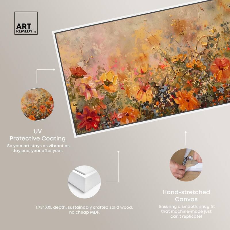 Fall Cosmo Flowers Panoramic Canvas by Art Remedy