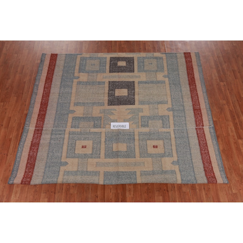 Hand Woven Oriental 100% Jute Carpet Southwestern Modern Multi-Colored Kilim Area Rug - 10' 0'' X 8' 7''