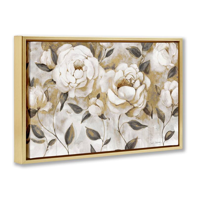 Stupell Warm Neutral Flowers Framed Floater Canvas Wall Art Design By Carol Robinson