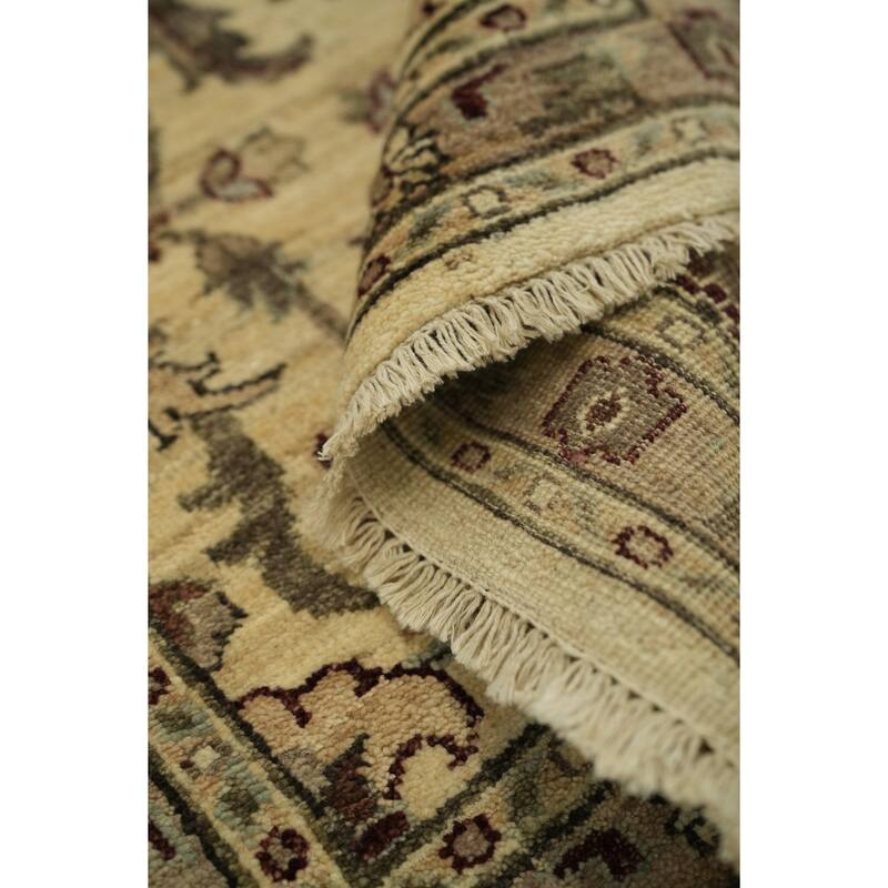 Hand Knotted Oriental 100% Wool Carpet Traditional All-Over Beige & Ivories Ziegler Runner Rug - 11' 1'' X 2' 8''